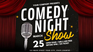 黑色 Comedy Night Event Facebook Cover Video Template