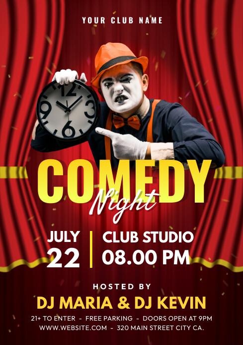 Comedy Night Flyer, Podcast Talk Show A1 template