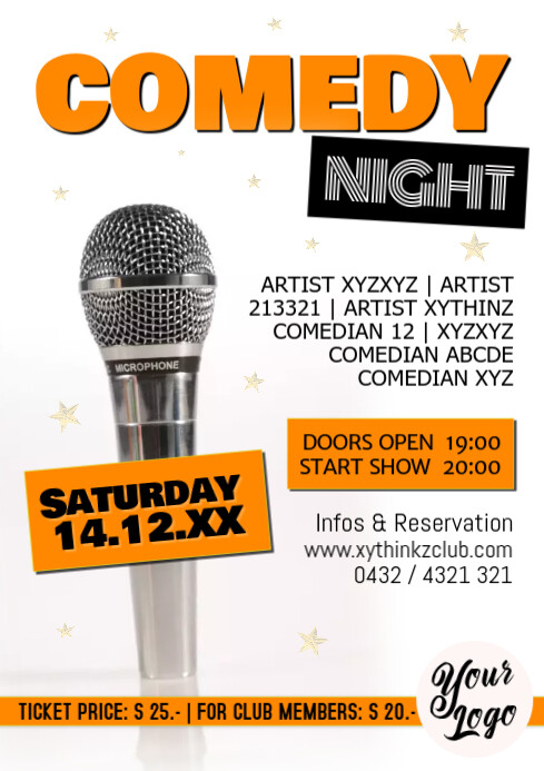 Comedy Invite Comedy Night Flyer Poster Invitation Advert Template | PosterMyWall