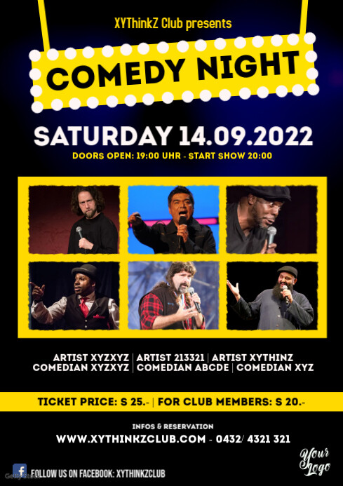 Comedy Night Flyer Poster Template Event Ad | PosterMyWall