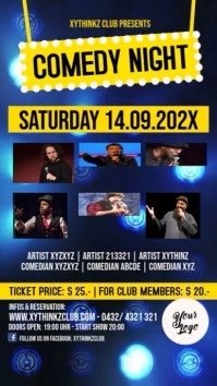 Comedy Night Flyer Poster Template Video Ad Instagram Story
