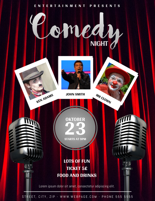 Comedy Night Flyer Template Volante (Carta US)