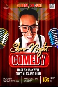 comedy night poster flyer Affiche template