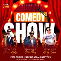 Comedy night show comedians performing invitation flyer template Instagram post