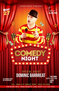 Comedy Invite Editable Minimalist funny stand-up comedy club night show invitation ...