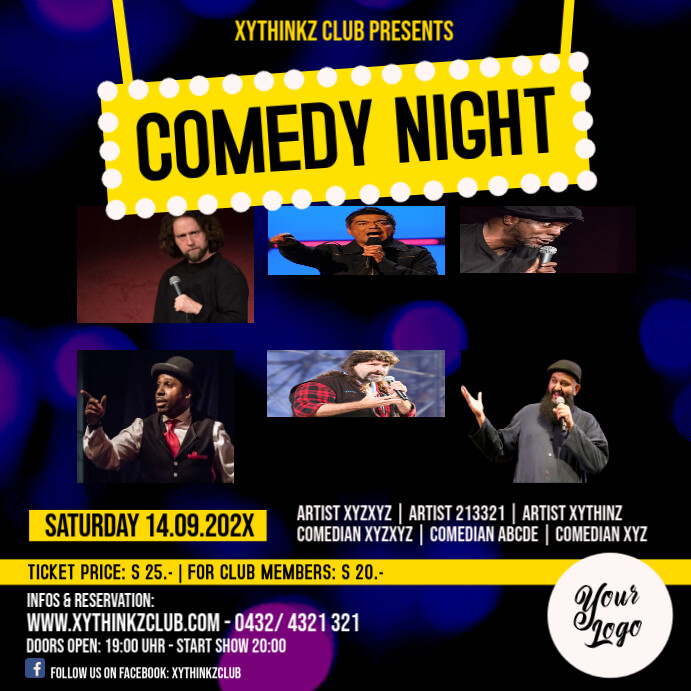 Comedy Night Template Instagram Square Ad | PosterMyWall