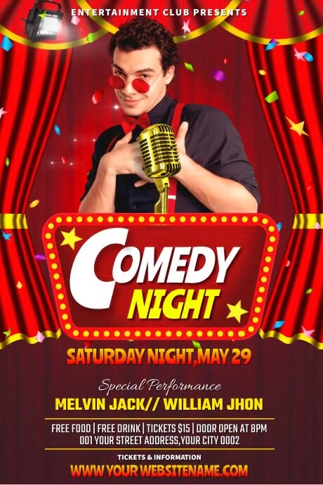 comedy night video ads flyer Template | PosterMyWall