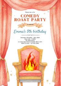 Comedy Roast birthday party invitation A6 template