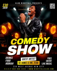 Comedy show comedians comic night invitation social media promotion flyer template instagram post