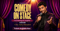 Пурпурный Comedy Show Immagine condivisa di Facebook Template