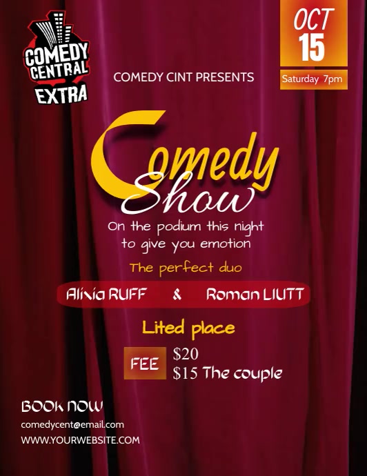 comedy show poster template Ulotka (US Letter)