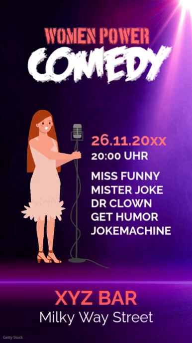 Comedy Women SHow Stand up Story Reel Ad Template | PosterMyWall