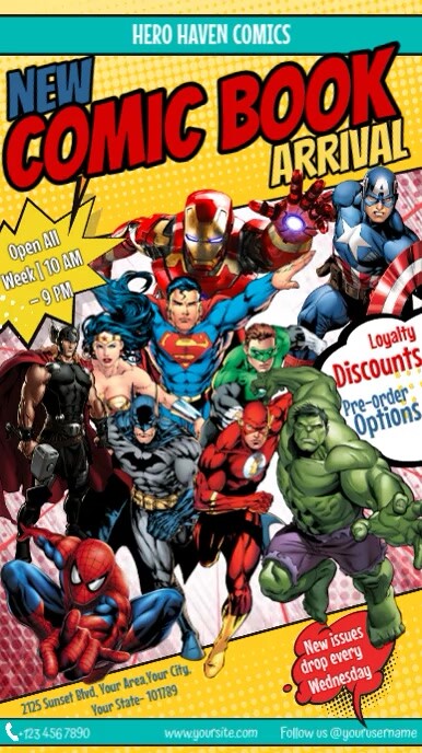 Comic Book Store Ad Instagram Reel Template