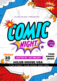 Comic party design A4 template