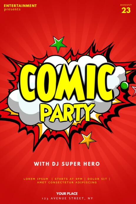 Comic Party Flyer Template | PosterMyWall