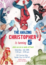 Comic superhero Invitation Invitation template A6