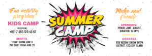 Comic themed School Camp Banner Foto Sampul Facebook template