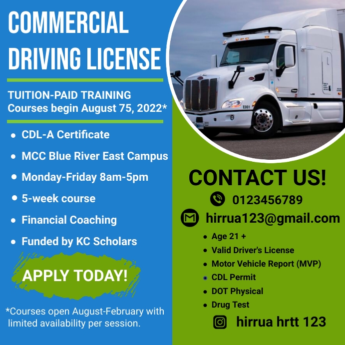 commercial driving license trucking flyers Template | PosterMyWall