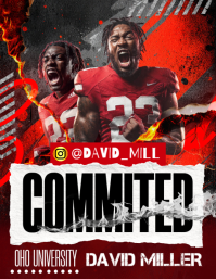 สีแดง College Football Commitment ใบปลิว Template