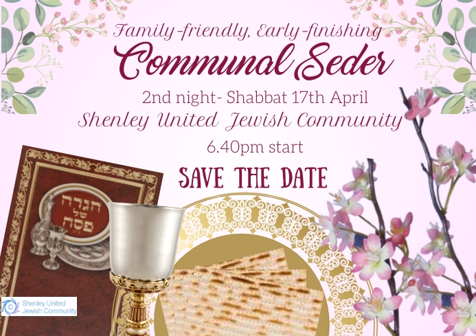 Seder Event Program Samples Communal Seder Fresh Clean Spring Passover Template | PosterMyWall