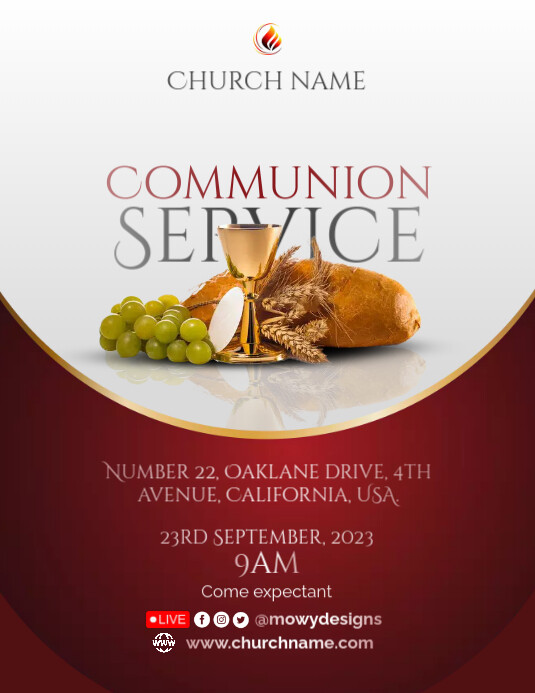 Communion Service Church Flyer Template | PosterMyWall
