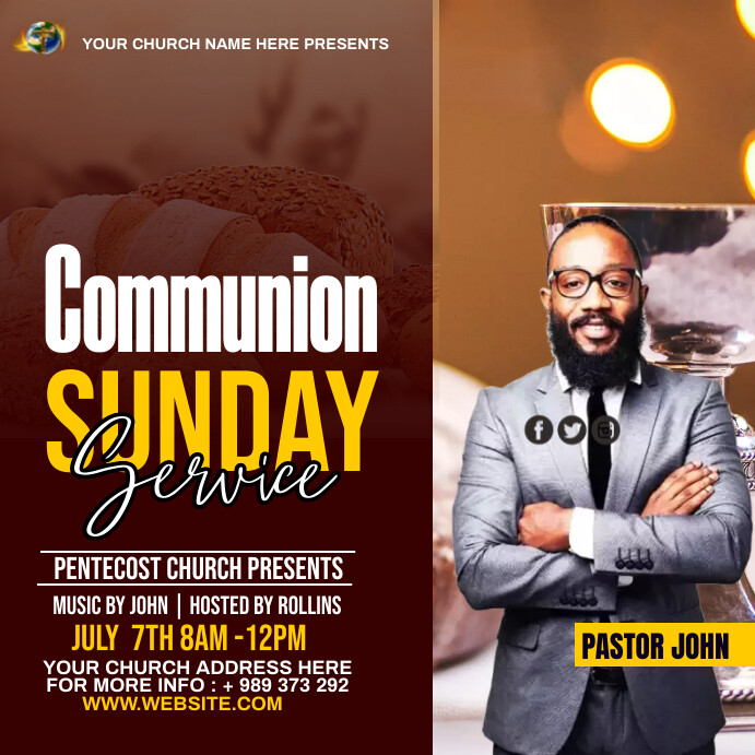 Copy of Communion Sunday service | PosterMyWall