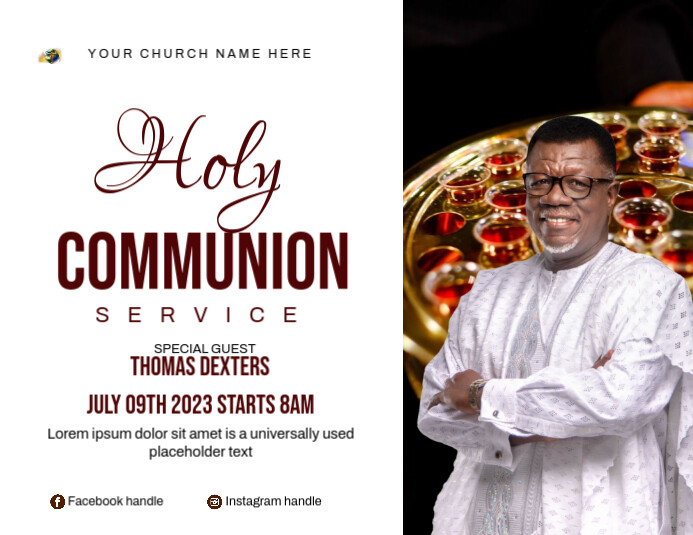 Communion Sunday service Template | PosterMyWall