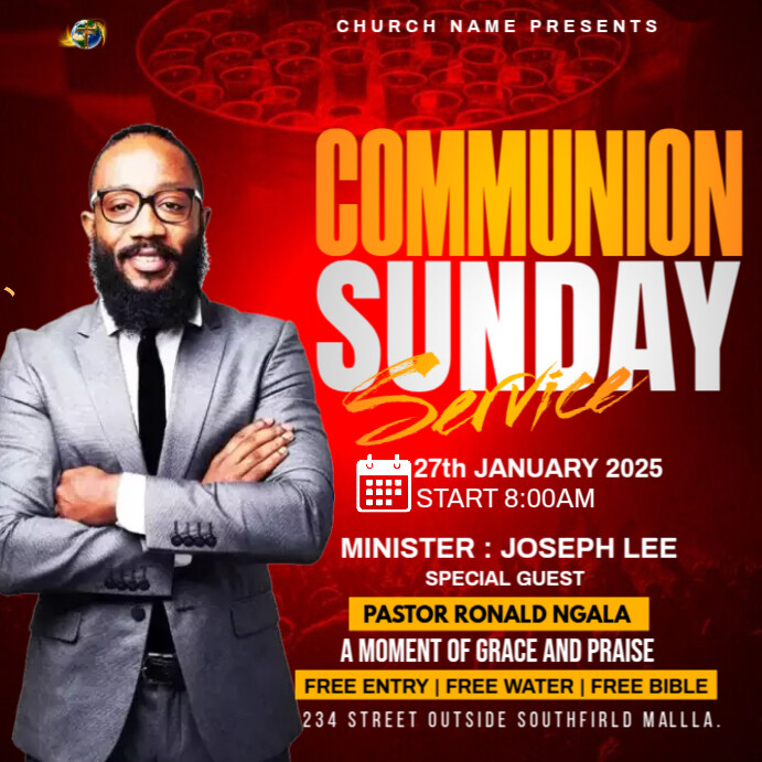 Copy of Communion Sunday Service | PosterMyWall