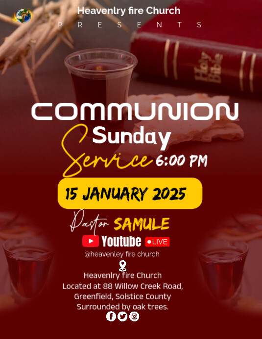 Communion Sunday Service Template | PosterMyWall