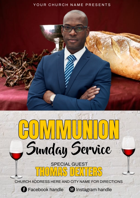 communion sunday service Template | PosterMyWall