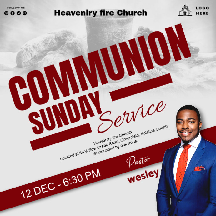 Copy of Communion Sunday Service | PosterMyWall