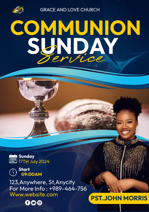 Communion Sunday service Template | PosterMyWall