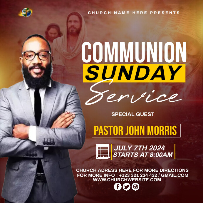 Communion Sunday service Template | PosterMyWall