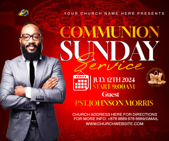 Communion Sunday service Template | PosterMyWall