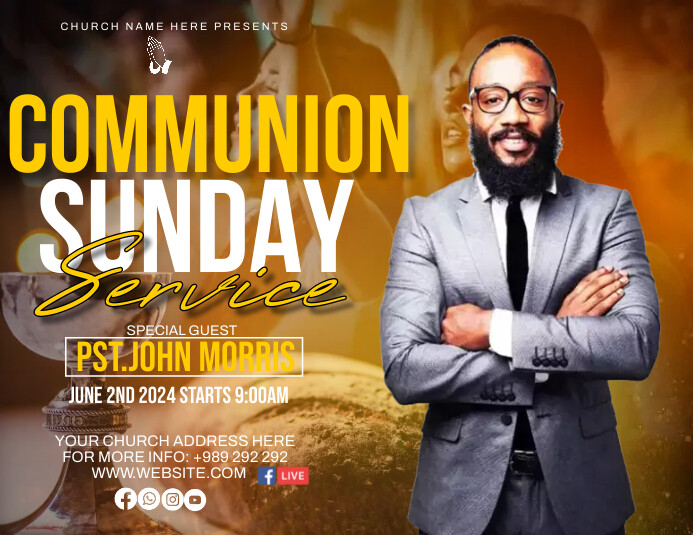 Communion Sunday service Template | PosterMyWall