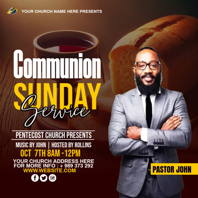 Communion Sunday service Template | PosterMyWall