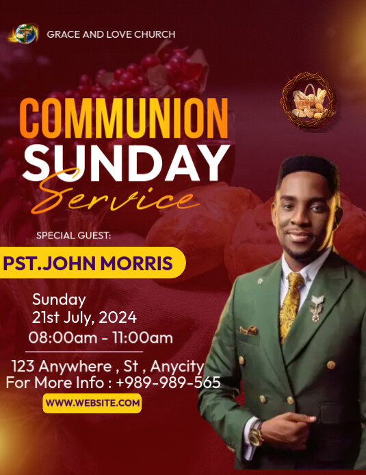 Communion Sunday service Template | PosterMyWall