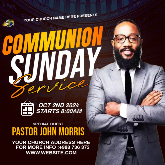 Communion Sunday service Template | PosterMyWall