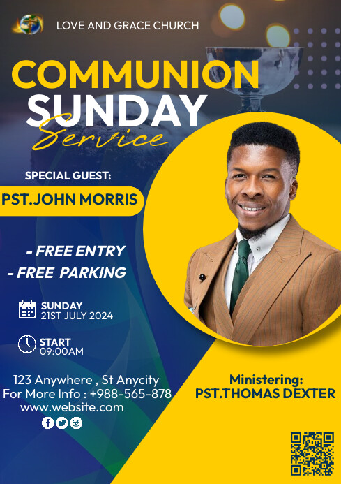 Communion Sunday service Template | PosterMyWall