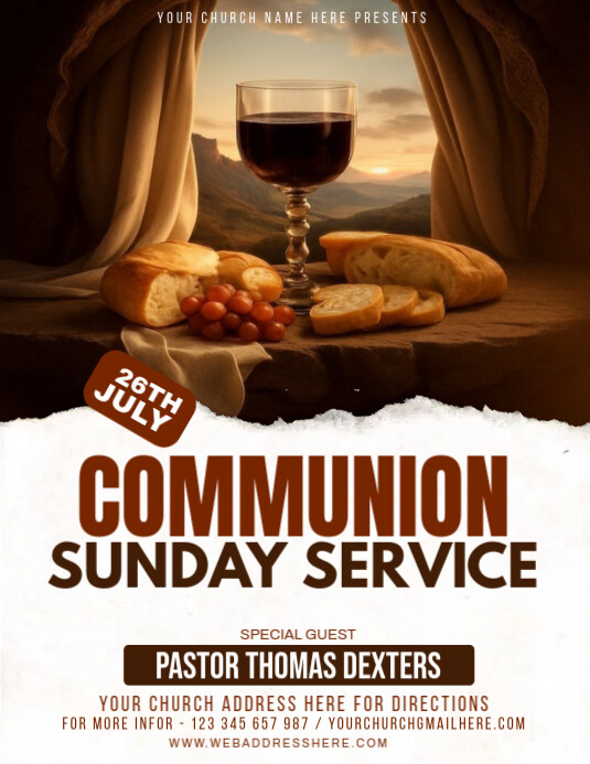 Communion Sunday Service flyer Template | PosterMyWall