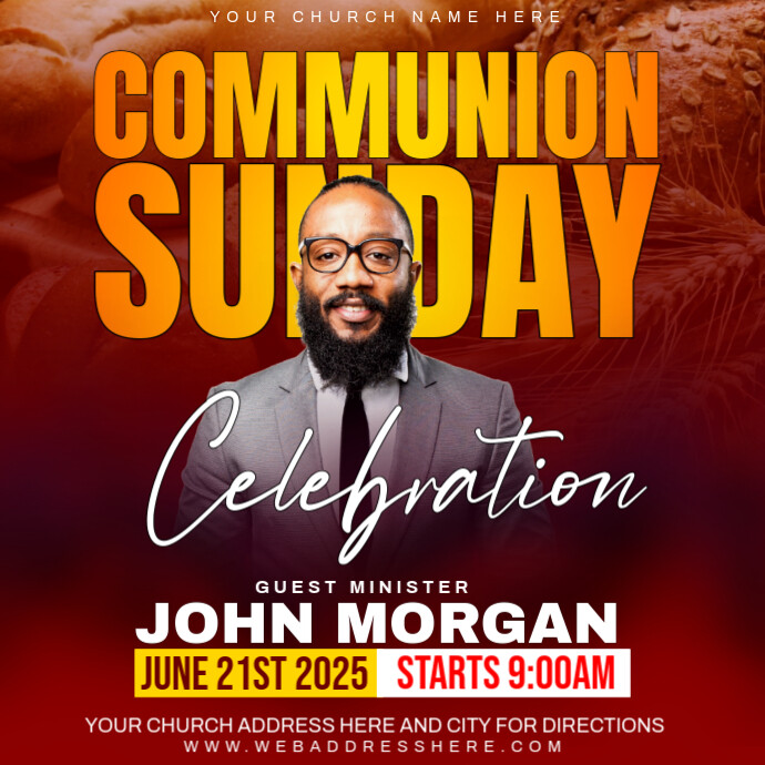 Communion Sunday service flyer Template | PosterMyWall