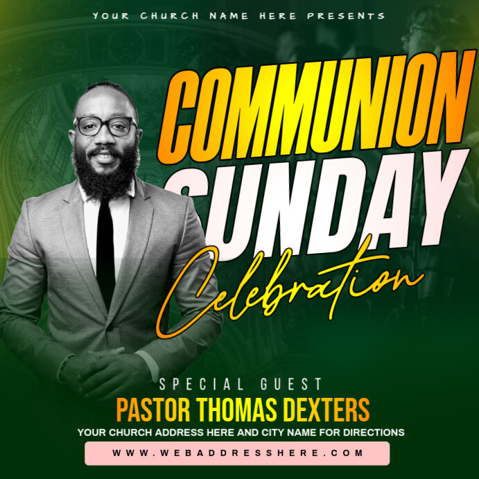 Communion Sunday service flyer Template | PosterMyWall
