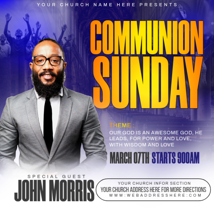Communion Sunday service poster Modelo | PosterMyWall
