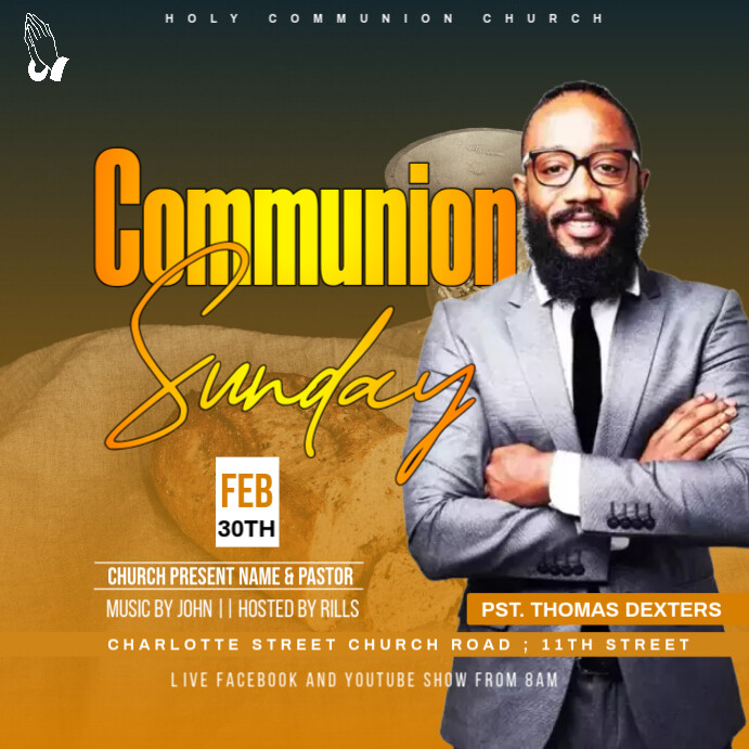 Communion Sunday service poster Template | PosterMyWall