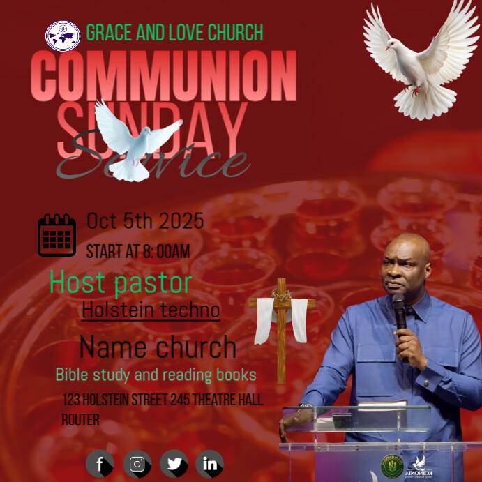 Communion sunday. service Template | PosterMyWall