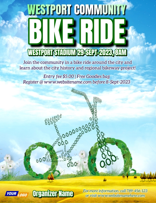 Bike Ride Flyer Template Bicycle Race. Biker Sport. Bicycle Rider