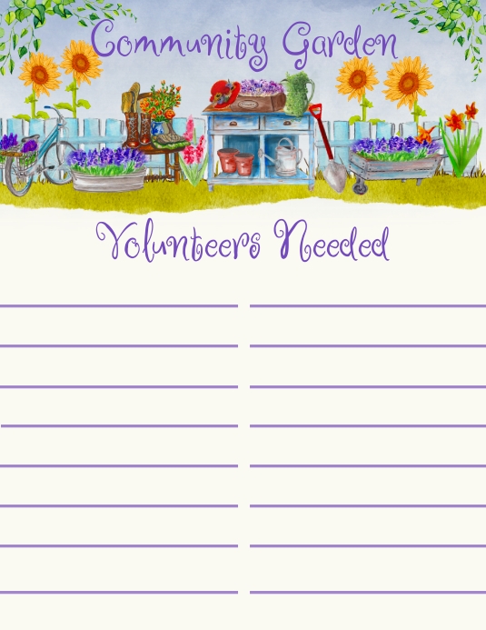 Community Garden Volunteer Sign Up Sheet Template PosterMyWall