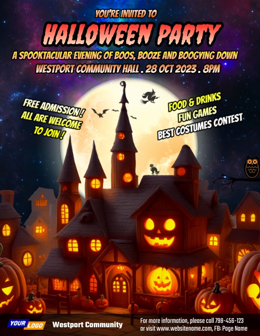 Community Halloween Party Invitation Flyer Template  PosterMyWall