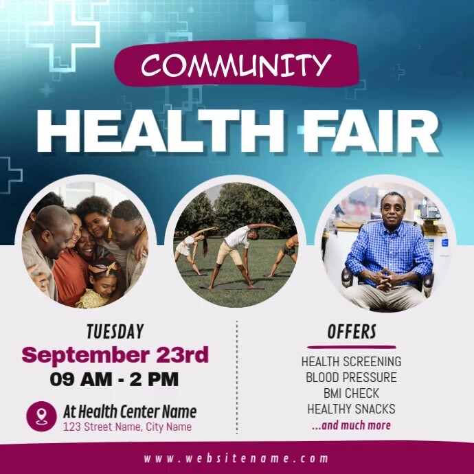 download animasi gratis gambar animasi Community Health Fair Square Video Template Postermywall Terkeren