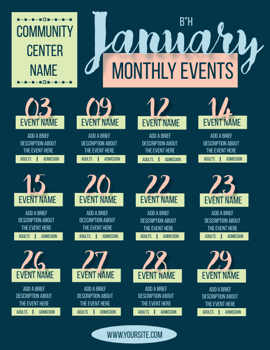 Community Month community Monthly Events Template | PosterMyWall